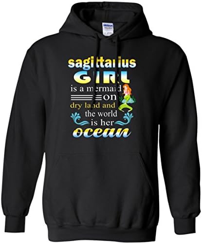 TeeFavory Women's Sagittarius Girl Is a Mermaid On Dry Land Is Her Ocean Hoodie
