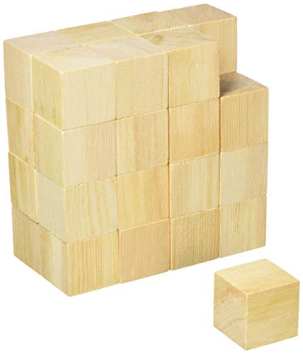 JoePaul's Crafts 32 pcs - 1.5" Wood Blocks Square Wooden Unfinished Craft Cubes - DIY Baby Shower/Stamp 1 and 1/2 inch Wood Block (Qty 32)