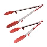 Tongs For Cooking (12 Inch & 16 Inch) - IGraver Kitchen Tongs With Silicone Tips Heat Resistant With Locking Head Grilling Tongs, Set Of 2