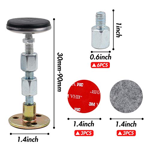 Johouse 3PCS Adjustable Threaded Bed Frame Anti-Shake Tool for Bed, Telescopic Support for Room Wall, Bedside Headboards Prevent loosening Anti-Shake Fixer, Easy Install (30-90mm)