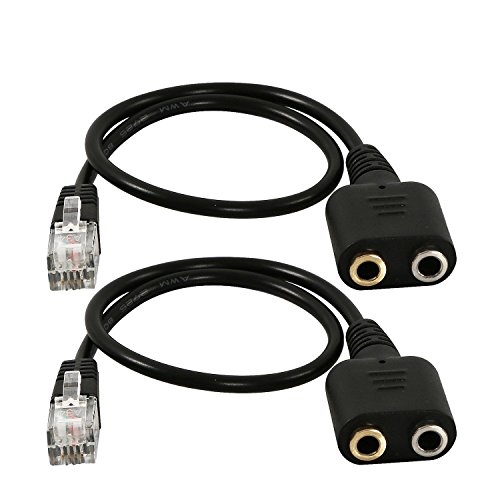 Onvian RJ9 Male to 2 3.5mm Female Headset Phone MIC Audio Splitter Adapter Cable 2 Pack