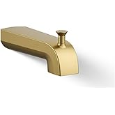 Kohler K-97089-2MB Pitch Wall-Mount Diverter Bath Spout, Slip-Fit Connection, Sleek Design, Vibrant Brushed Moderne Brass