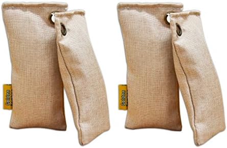 Golden Bamboo, Mini Activated Charcoal- Air Purifying Bags, Shoe Deodorizer and Air freshener (50g/2pc x 2 pack, Light Brown)
