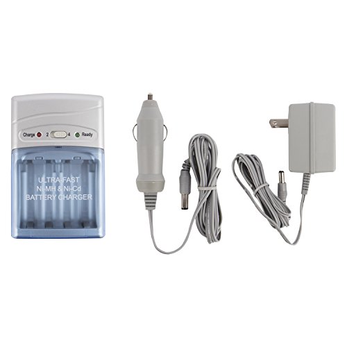 Digital Concepts AC/DC Portable 4 AAA Battery Charger With Bonus Car Charger