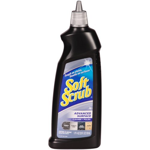 Soft Scrub Advanced Surface Cleaner and Polish for Granite-Stainless Steel-Glass Cooktops-Marble-No Rinse Formula, 20 Fl. Oz., Safety Screw Top, Squeeze Bottle