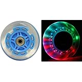L.E.D. Scooter Wheels with ABEC 9 Bearings for Razor Scooters 100mm Light Up 2-Pack (Blue)