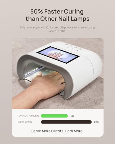 UV LED Nail Lamp for Gel Nails - O NAIL SUNX PRO MAX Cordless Rechargeable Nail Dryer with AI Curing, HD Display, 109 LEDs, 73Wh Battery, for Gel Polish, Builder, Base & Top Coat [White]