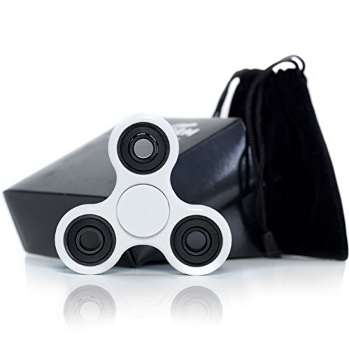 Fidget Spinner Toy White Super Fast 2 - 3 Min Spins for Stress Anxiety ADHD Reliever - EDC Office Toy Central Si3N4 Hybrid Ceramic Bearing - ABS Frame Non-3D by Handstorm Spinners
