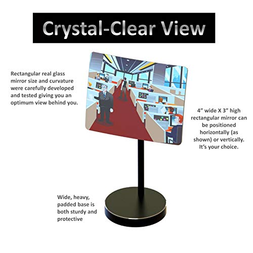 Desk and Cubicle Mirror to See Behind You, Black Stand with Detachable