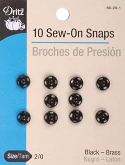Dritz 80-20-1 Sew-On Snaps, Black, Size 2/0 10-Count