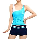 LAPAYA Junior's Tankini Bathing Suits Padded Sport Boyshort Two Piece Swimsuit Set