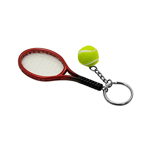 Pakala66 Sport Style Tennis Ball Key Chain Key Ring 6 Color Set Best Gift for Sports Lovers (Tennis Ball & Racket Key Chain)