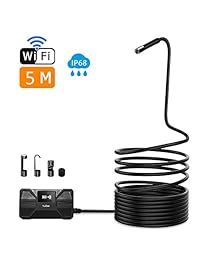 Endoscopio inalámbrico Yugoo, endoscopio WiFi, cámara de inspección con boroscopio WiFi 1080P HD con 2.0MP, cable de serpiente semi rígido impermeable IP68 y lente de 8 mm para Android, iOS, tableta 16.5 pies