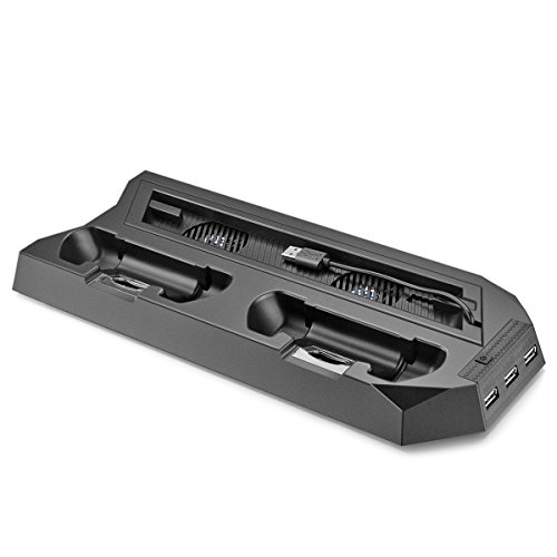 OBVIS Vertical Stand Charger Cooling Station for PS4 Pro/Slim 2-In-1 with Dual Charger Ports and USB HUB