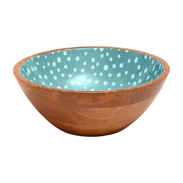 Dexam Sintra Mango Wood Spotted Salad Bowl - Duck Egg Blue