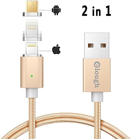 Fast Magnetic Cable Charging and Data Transmission Cable,Micro USB &amp; Lightning cable Interface 2 in 1 with High Speed Data Transfer for iOS &amp; Android Systems(iphone8)