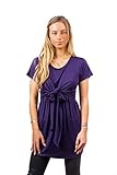 sofsy Soft-Touch Rayon Blend Tie Front Nursing & Maternity Fashion Top (Medium, Dark Purple)