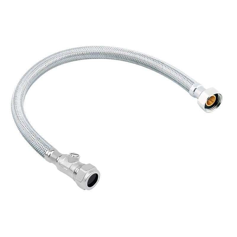 Pack of 2-22mm x 3/4" 500mm Flexible Isolating Tap Hose WRAS (Known as Flexible tap connectors/Also Available in 15mm, 22mm, 1/2 inch, 3/4 inch, 150mm, 300mm and 500mm)