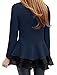 Allegra K Women Slim Fit Organza Panel Layered Hem Ribbed Peplum Blouse XL Blue