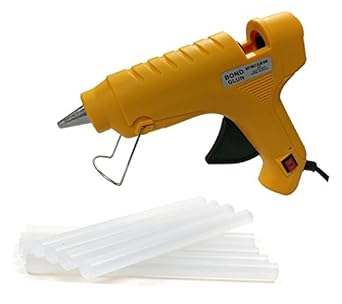 HRDEALS Glun Bond Yellow 40 Watt Hot Melt Glue Gun With On Off Switch Indicator And Leak proof Technology Free 5 Transparent Glue Sticks-YELLOW