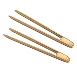 HUELE Long Grip 2-Pack 9.5-Inch Natural Bamboo Kitchen Tongs Toast Tongs