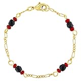 18k Gold Plated Evil Eye Protection Simulated Azabache Bracelet Link Amulet 5.5
