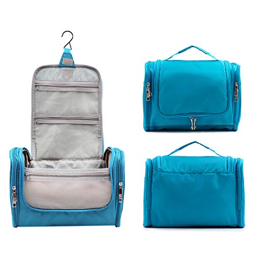 Buruis Large Capacity Toiletry Bag for Women and Men, Hanging Toiletry Organizer Cosmetics Makeup Bag, Water-resistant Dopp kit Shaving Bag for Full Sized Toiletries, Travel Essentials (Light Blue) - Thumbnail 7