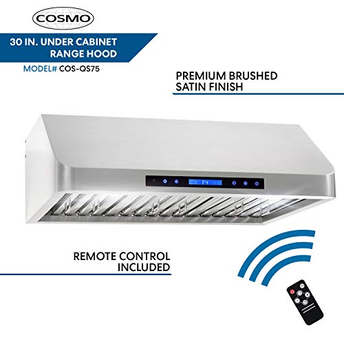 Cosmo COSQS75 30 in. Under Range Hood with 500 CFM, Permanent