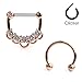 Ruifan 16G Surgical Steel Horseshoe & Clear CZ Nose Ear Daith Septum Clicker Ring 2PCS - Rose Gold