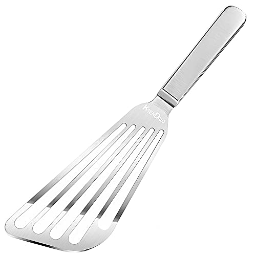 KSENDALO Stainless Steel Fish Spatula Slotted Turner for Delicate Fish with Flexible Design