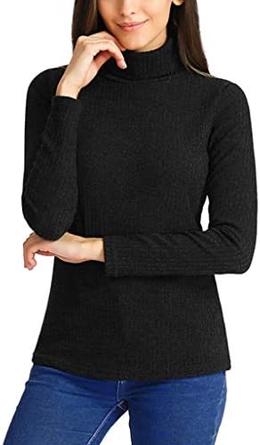 iQKA Womens Fashion Turtleneck Sweaters Long Sleeve Casual Slim Ribbed Knitted Pullover Solid Tunic Tops