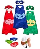 Daliac Masks Costumes 3 Masks Capes and Bracelets Catboy Owlette Gekko for Kids