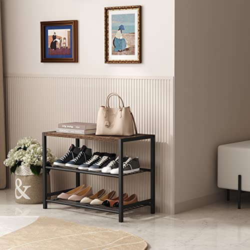 HOMEFORT 3Tier Shoe Rack, Shoe Storage Shelf, Industrial Shoe Tower