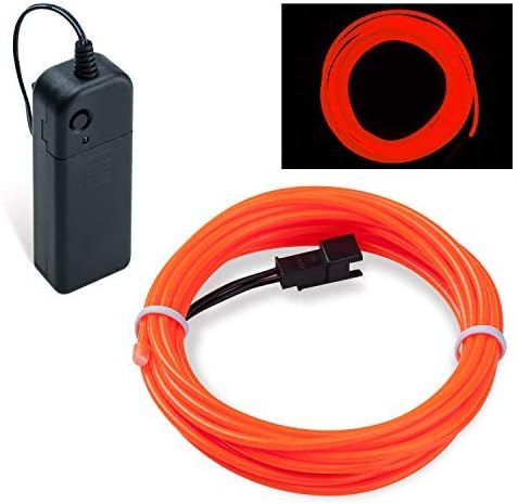 COVVY Neon Glowing Strobing Electroluminescent Light Super Bright Battery Operated EL Wire Cable for Cosplay Dress Festival Halloween Christmas Party Carnival Decoration (Green, 5M)