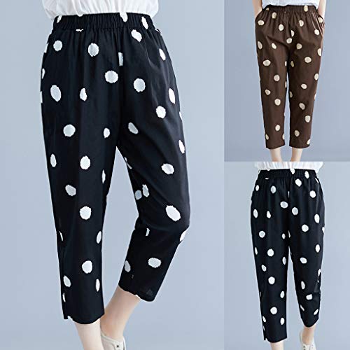 CCatyam Plus Size Pants for Women, Harem Trousers Print Linen Sweatpants Loose Casual Fashion Black - Thumbnail 5