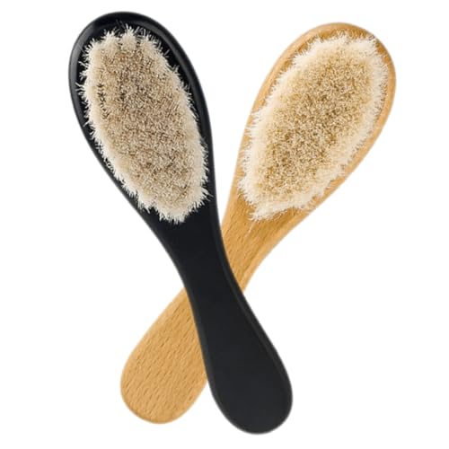 JOINPAYA 2 pcs Newborn Cradle Cap Brush Set Soft Bristle Baby Hair Brush Wooden Handle Gentle Wash Care for Infant Hair Suitable for Toddler Bathing