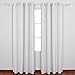 Deconovo Faux Linen Blackout Curtains with 3 Pass Coating Thermal Insulated Room Darkening Curtain Drapes for Living Room Set of 2 Curtain Panels (52 x 95 Inch, White-2)