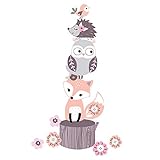 Lambs & Ivy Friendship Tree Pink/Gray Woodland Animals Wall Decals