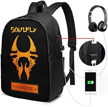 Soulfly Laptop Backpack, Business Waterproof Travel Backpack with USB Charging Port & Headphone Interface 17 Inch