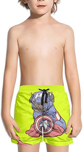 NANIERKOJ Pug Dog Cosplay Potato Children Pocket Fully Lined Elastic Medium Length Swim Trunk