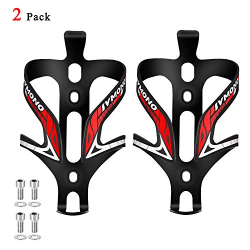 IACTIVE Bike Water Bottle Holder, Bicycle Alloy MTB Side Load Water Bottle Cage Bicycle Anti Rust Lightweight Bottle Brackets for Cycling Outdoor Sports (2 Pack) (Red)
