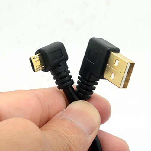 Gold Plated USB 2.0 A Left Angle to Micro B Right angled Cable Data Sync and Charge Cable (Left)