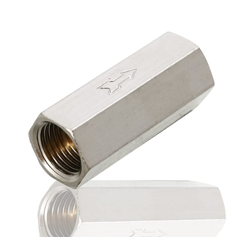 One Way Valve 1/8" Hexagon Non-Return Check Valve Brass Pneumatic Air Check Valve for Water Petrol Diesel Oils (Pack of 1)