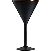 NEWPORT Stemware Collection Premium Vacuum Insulated Stainless Steel Martini Glasses, Lightweight Margarita Glasses, Unbreakable & Drinks Stay Cold, Non-Slip Silicon Base, Cocktail Glasses, 8oz, Black