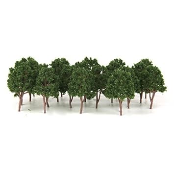 Thboxes 20pcs Miniature Tree Models Train Scenery Railroad Supplies Dard Green 7.5cm