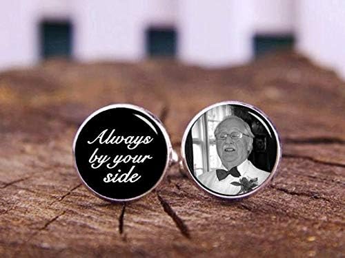 Custom Cuff Links,Always by Your Side Cufflinks, Custom Any Text, Photo Cuff Links, Personalized Cuff Links, Wedding Cufflinks, Grooms Cufflinks, Wedding Gift,Gift of Love