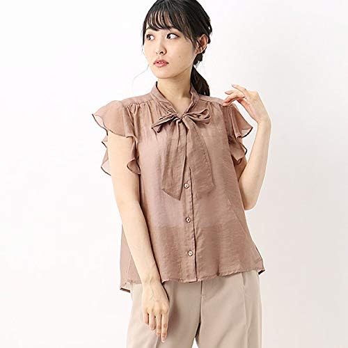 Amazon イング Ingni シアーボウタイラッフルスリーブブラウス モカ ピンク M シャツ ブラウス 通販
