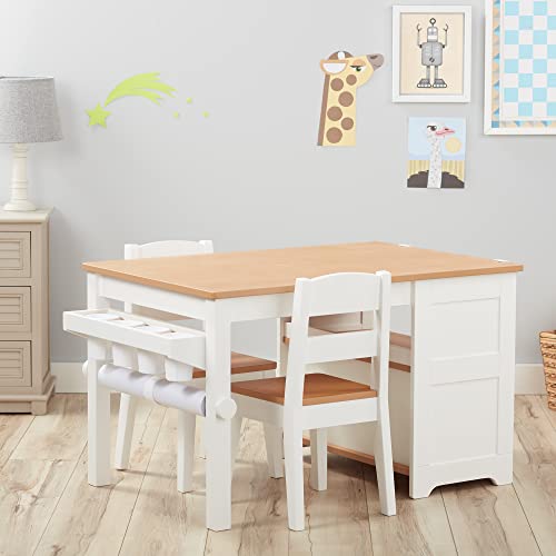 Melissa & Doug Wooden Art Table & Chairs Set White Kids Craft Table