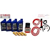 YAMAHA 1.8L HO SHO Oil Change Kit w/Filter 4-4W 10W40 Quart FX-HO VXR VXS FZ-SHO FZR FZS AR190 SX190 AR192 69J-13440-03-00 NGK Spark Plugs Maintenance Kit w/Deluxe Fluid Oil Extractor Removal Pump