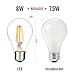 (3-PACK) 8-Watt LED Dimmable Vinatge Filament 75 Watt Equivalent Warm White A19 Light Bulbs, UL-Listed